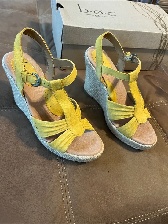 B.ø.c Shoes - B.ø.c Yellow T-Strap Espadrille Wedge Sandals